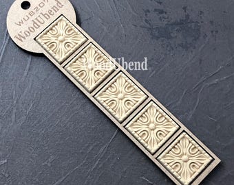 WoodUbend Square Flower Embellishments | Bendable Wood Appliques, Pack of 5
