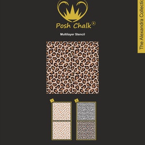 Multi-Layer Sleek Leopard Stencil by Posh Chalk: Create Stunning Floral Artwork with Ease. Reusable stencil, DIY, crafting, and much more.