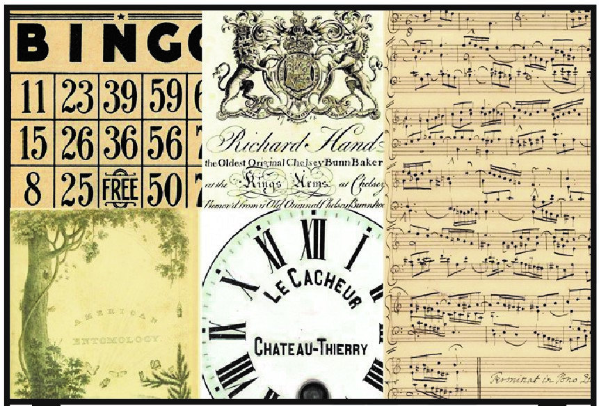 Typography Blocks - Roycycled Treasures Decoupage Paper.  High quality unique papers for crafting, furniture, and other DIY projects.