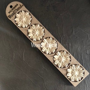 WoodUBend Classic Rounded Petal Flowers PK of 5 - WUB0354  - Molding - Appliques - Heat Bendable Wood  for Crafting, Furniture, & other DIY