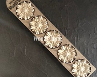 WoodUBend Classic Rounded Petal Flowers PK of 5 - WUB0354  - Molding - Appliques - Heat Bendable Wood  for Crafting, Furniture, & other DIY