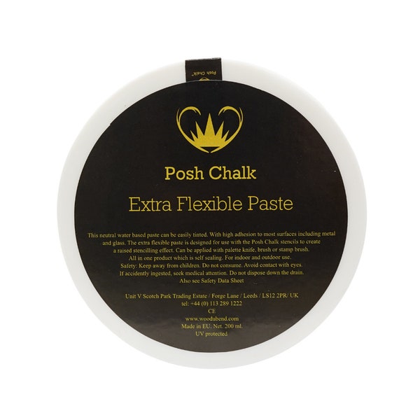 Extra Flexible Paste - Posh Chalk - Add your own color - Water-based - Acrylic paste - Raised Stencils - Modeling Paste