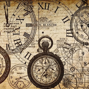 Tick Tock Decoupage Paper by Roycycled Treasures -  High quality unique papers for crafting, furniture, and other DIY projects.