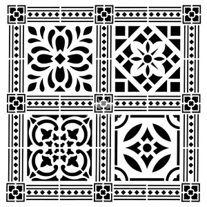 Victorian Tile Stencil by Posh Chalk - reusable unique design for floors, walls, furniture, hobbies, & crafting projects.  19" X 19"