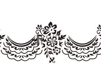 Floral Lace Border Stencil – Reusable Mylar, DIY Furniture