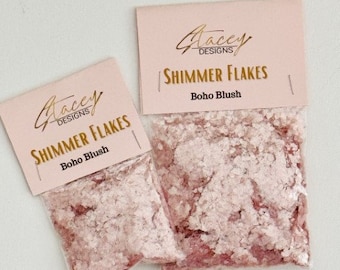 Shimmering Natural Mica Flakes for any crafting project and faux wall finishes-Boho Blush color silicate mineral-based flakes or sheets.30gr