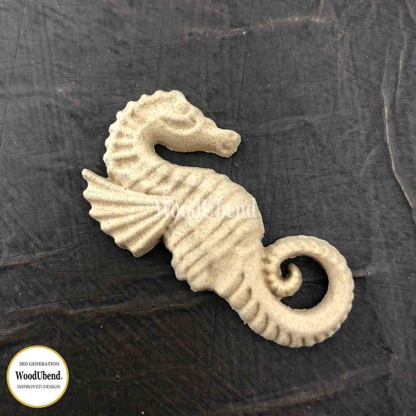 WoodUBend Seahorses Appliques Pack of 5 bendable wood, add heat-perfect for hobbies, furniture, home décor, & DIY projects.