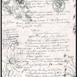 May include: A vintage document with handwritten text in black ink on a pink background. The text includes a list of properties and their descriptions. The document is decorated with floral illustrations in black ink.