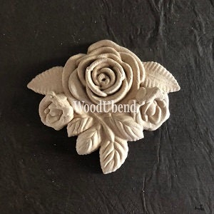 Bendable Wood Rose Bouquets - Pack of 5 - Moulding - Appliques - Heat Bendable Wood - Excellent for Crafting - Interior Design - WoodUbend