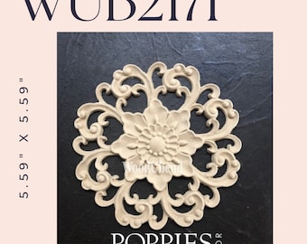 Aplique barroco WoodUbend, calcomanía de madera flexible (5,5" x 5,5")