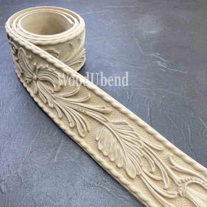 WoodUbend Trim WUB119IE.1 – 2.4” × 39” Ornate Scroll and Leaf Molding – Heat-Bendable Wood Trim for Furniture, Walls & Decorative Projects