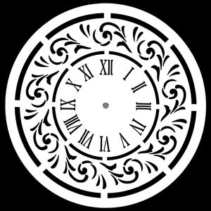 Wonderland Clock  Stencil by Posh Chalk - Large Wall Stencil - Reusable Stencil - Unique Stencil Design 31 x 31"