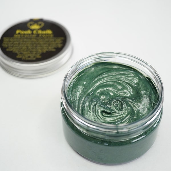 Dark Green Metallic Paste-for texture, paint, wash, glaze. Use for all DIY, furniture, hobbies, crafts & home decor projects by Posh Chalk