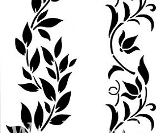 Hollywood and Vine by Posh Chalk, pochoir mylar, pochoir réutilisable, pochoir vigne, pochoir vigne grimpante, techniques mixtes, décoration d'intérieur, 12 x 8 po