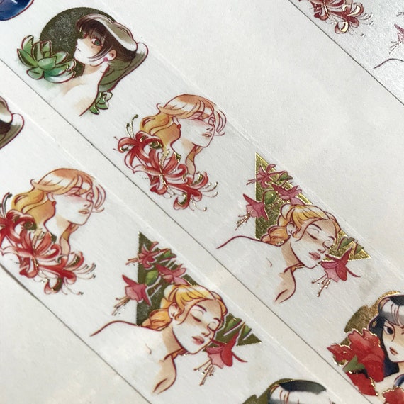Floral Sailor Moon Gold Foil Washi Tape (20mm X 10m)