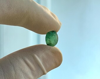 Zambian Emerald Cabochon: faceted emerald gemstone for rings, metalsmith, macrame, jewelry making supplies