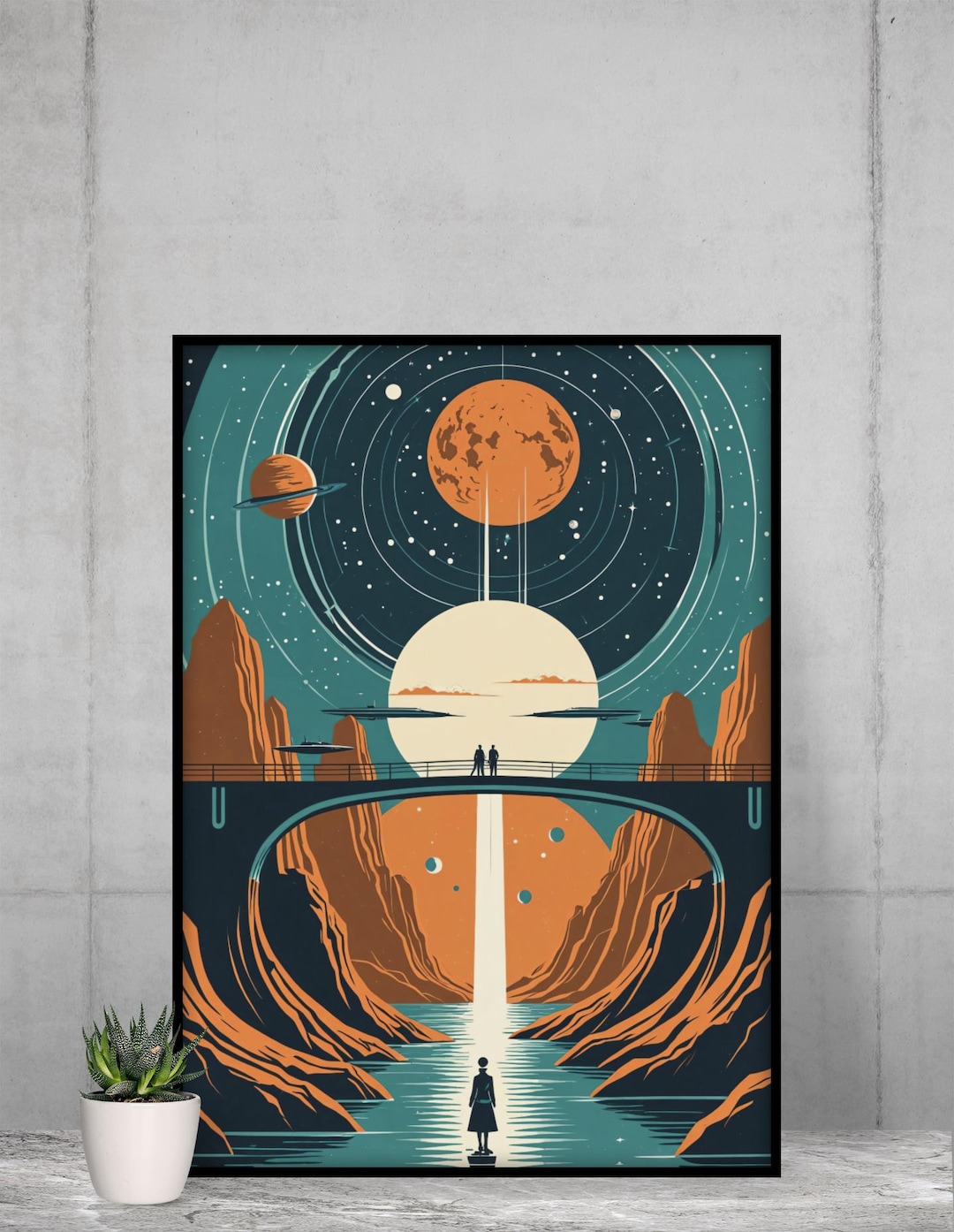 Retro Sci Fi Wall Art, Cosmic Portal Print, Futuristic Space Gate Decor ...