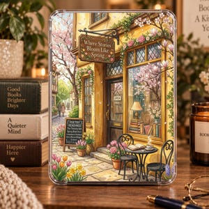 Loves Literature Spring Bookstore Kindle Insert | Floral Bookshop E-Reader Decor | Clear Case Insert | Book Lover Gift