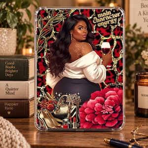 Inserto para Kindle con el personaje principal / Decoración para lector electrónico de talla grande para chica negra / Inserto para funda transparente / Regalo para lectores