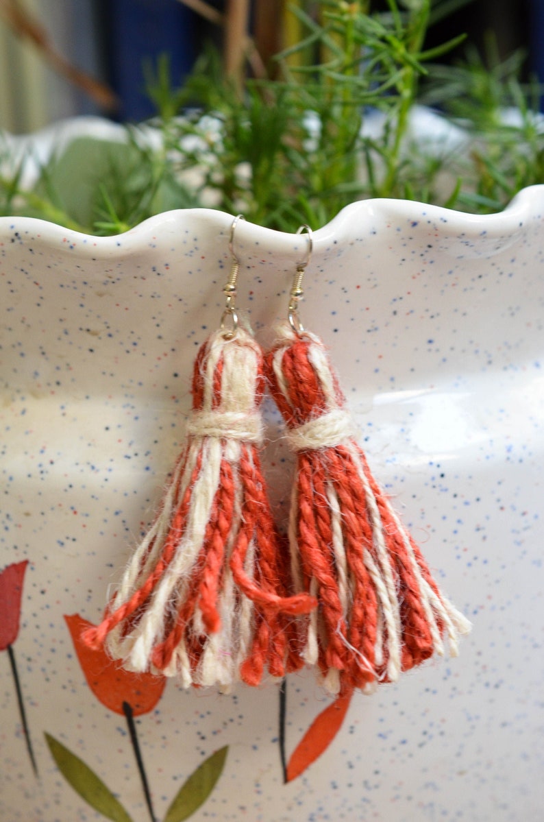 Jute Earrings Twine Earrings Wicker Earrings Raffia Etsy