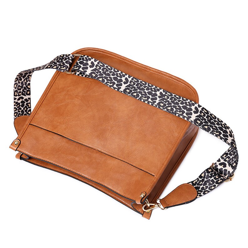 Black Callista Leopard Strap Crossbody Bag Vegan Leather Etsy