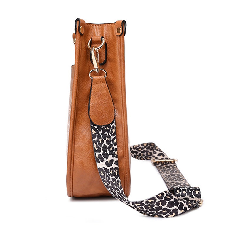 Black Callista Leopard Strap Crossbody Bag Vegan Leather Etsy