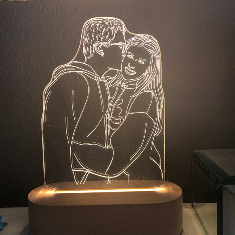 Custom 3D portrait photo lamp led lights for bedroom birthday | Etsy