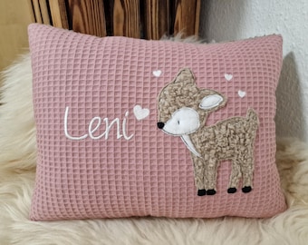 Kissen Taufkissen Reh Kitz Waffel altrosa & Wunschnamen W1455
