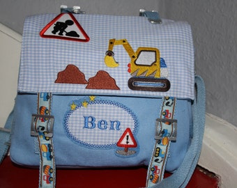 Kindergartentasche Tasche Bagger blau mit Namen