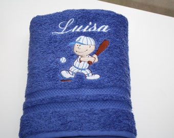 Handtuch Baseball Baseballspieler mit Namen bestickt
