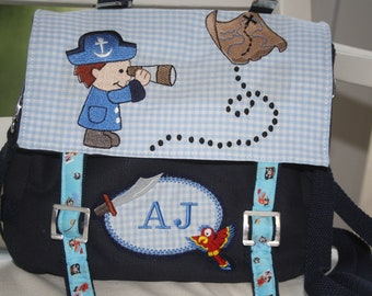 Kindergartentasche Tasche Pirat dunkelblau mit Namen