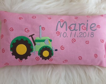 Kirschkernkissen Traktor rosa Kringel mit Namen
