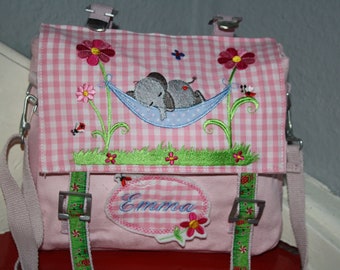Kindergartentasche Tasche Elefant Hängematte rosa mit Namen