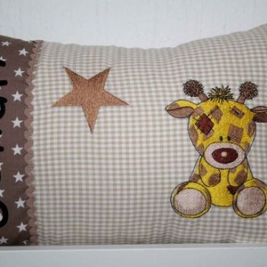 Kissen Giraffe Stern Sterne beige Karo beige & Wunschnamen