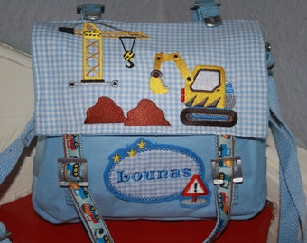 Kindergartentasche Tasche Baustelle Bagger Kran mit Namen