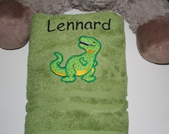 Handtuch Dino T-Rex mit Namen bestickt
