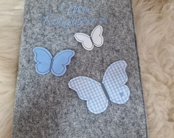Babytagebuch Babyalbum Babybuch Schmetterlinge 3D hellblau