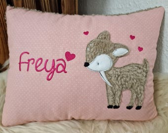 Kissen Taufkissen Reh Kitz rosa Punkte Plüsch & Wunschnamen W850