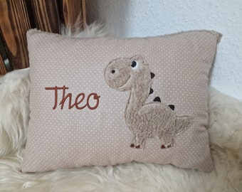 Kissen Taufkissen Dino Dinosaurier beige (hell) Punkte & Wunschnamen