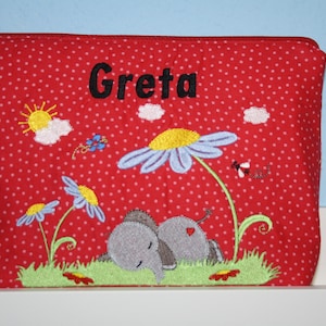 Windeltasche Kulturtasche schlafender Elefant Blume mit Namen W178