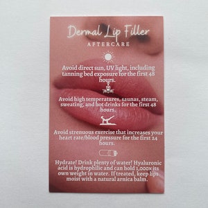Digitaler Download von Dermal Lip Filler Nachsorge / Post Eingriff Visitenkarten.