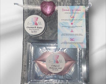20 CUSTOMISED / PERSONALISED Arnica Lip balm aftercare LUX Bags + Hydrating Collagen Vitamin E & Hyaluronic acid Lip Mask.  Lip filler