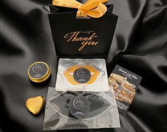 20 Personalised/Customised Arnica Balm Aftercare BOX BAGS - Face, Body or Lip Treatments. Cool Compress, Collagen Mask, Aftercare Card, Choc