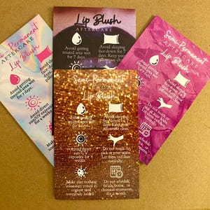 25 tarjetas de cuidados posteriores al tratamiento SPMU LIP BLUSH. También disponibles: relleno de labios, bótox, microagujas, cejas, antiarrugas, peeling químico y potenciador de la piel.