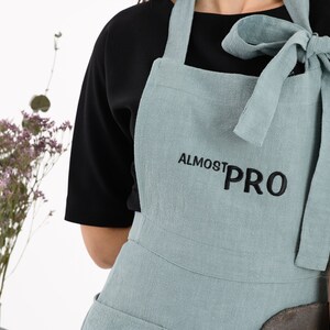 Personalized embroidered women's apron. Custom made apron. Great for a Chef, Artist, Bartender. Gift for stylish Mum, Nana image 4