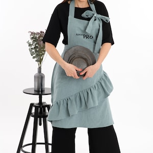 Personalized embroidered women's apron. Custom made apron. Great for a Chef, Artist, Bartender. Gift for stylish Mum, Nana image 1