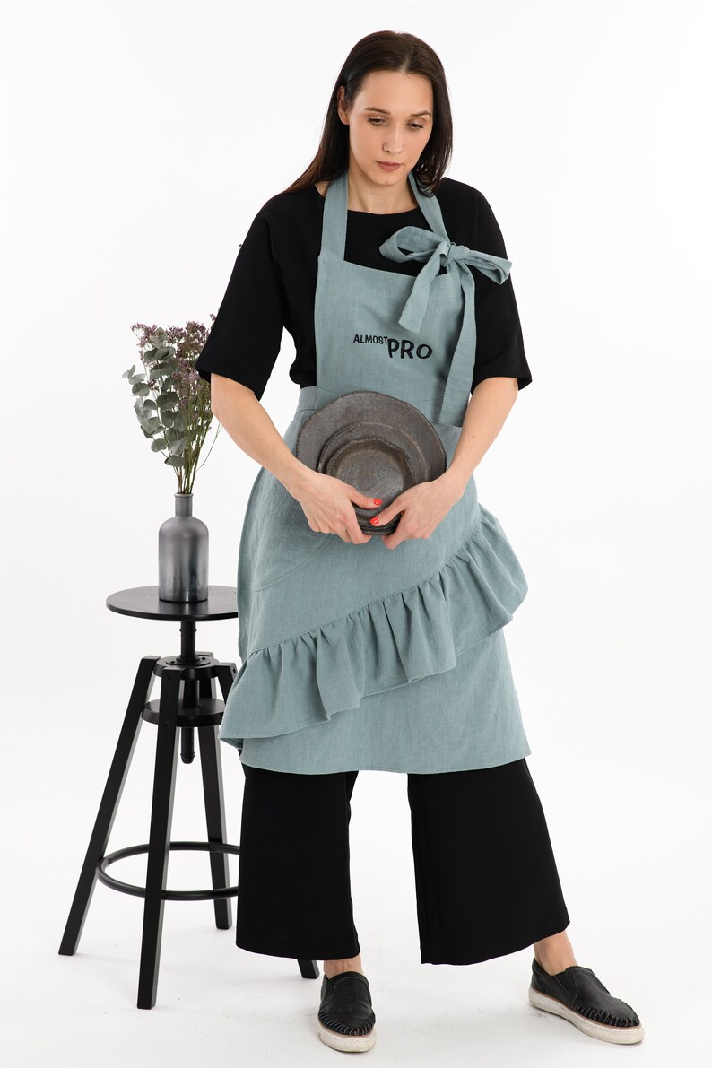 Personalized embroidered women's apron. Custom made apron. Great for a Chef, Artist, Bartender. Gift for stylish Mum, Nana image 1