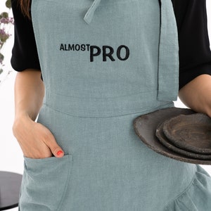 Personalized embroidered women's apron. Custom made apron. Great for a Chef, Artist, Bartender. Gift for stylish Mum, Nana image 5