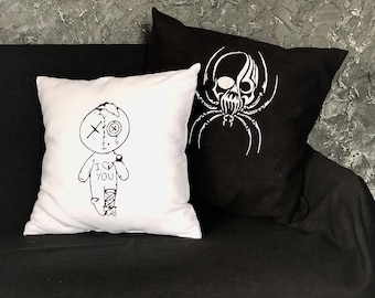 Halloween decorations - Embroidered nettle pillow covers