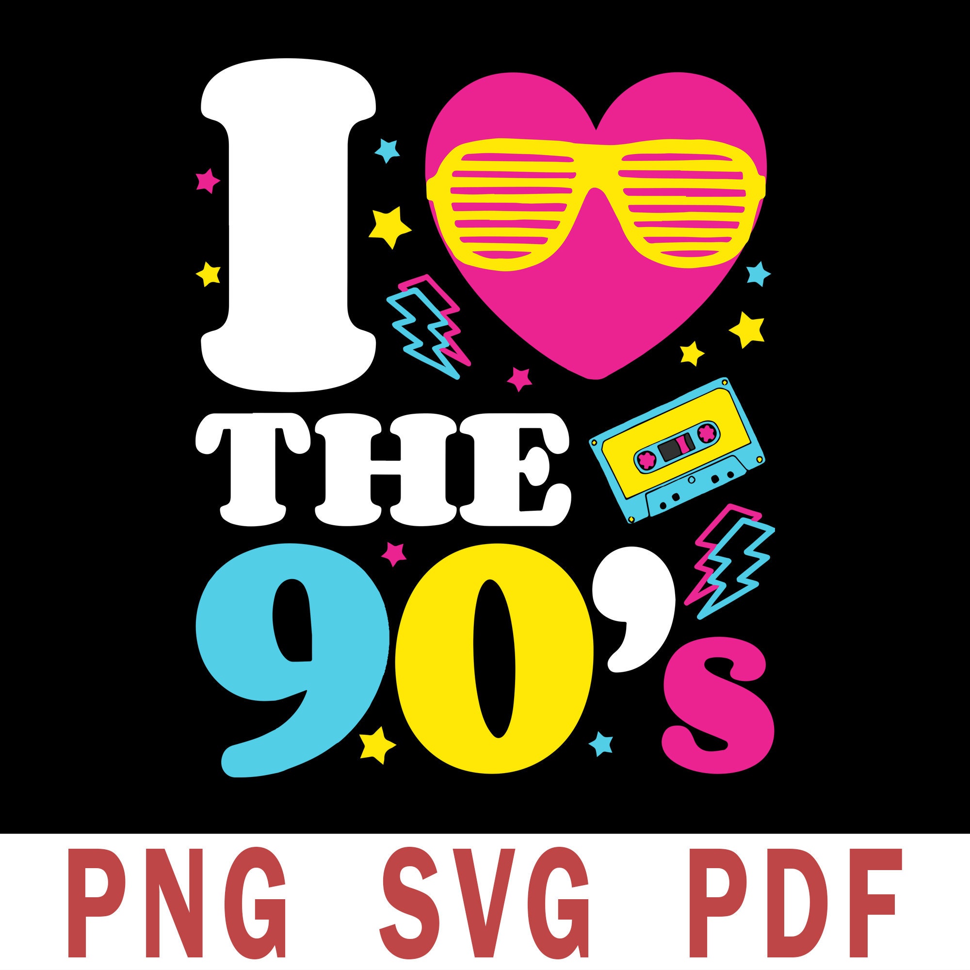 90s Love Retro Svg 1990s 90s Svg I Heart The Nineties Etsy